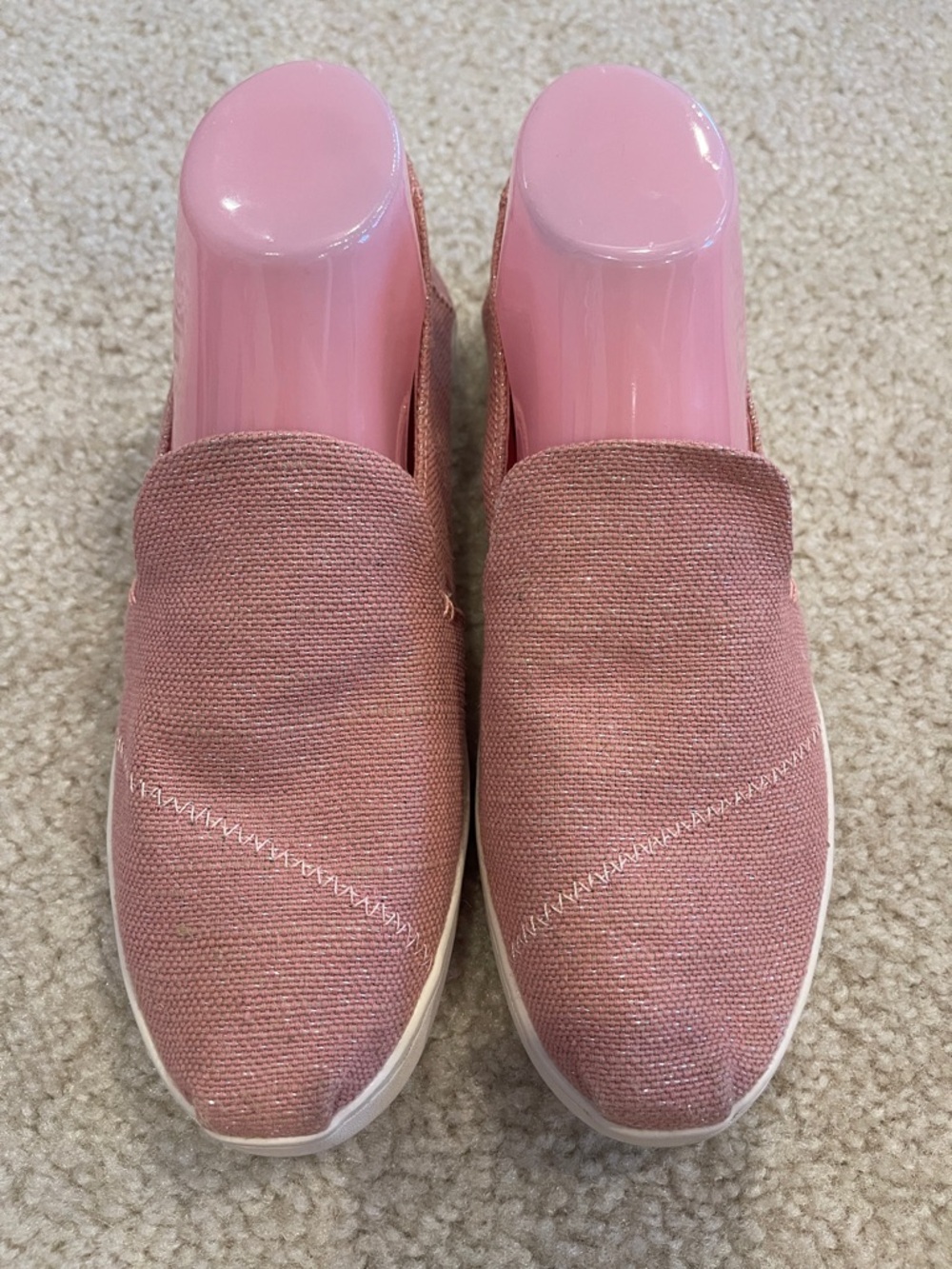 TOMS Pink sparkle Slip-On Shoes Size 8